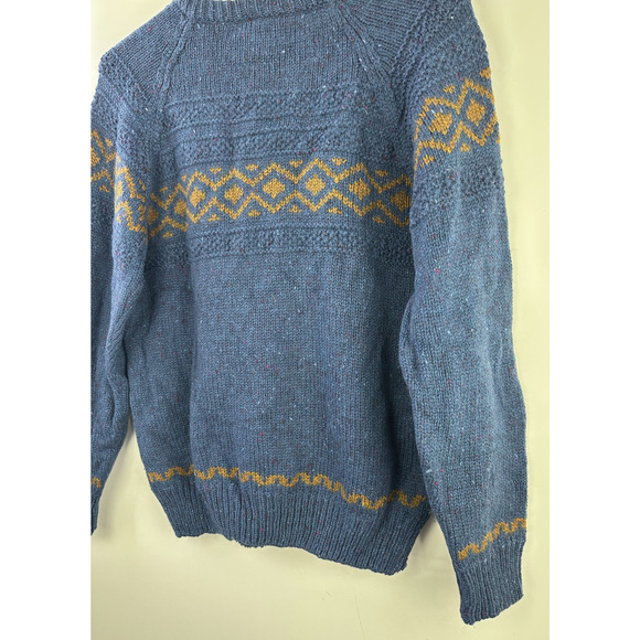 Vtg Gaeltarra Irish Wool Sweater Men’s M/L 107cm Blue Donegal Fleck Fair Isle - Picture 6 of 15